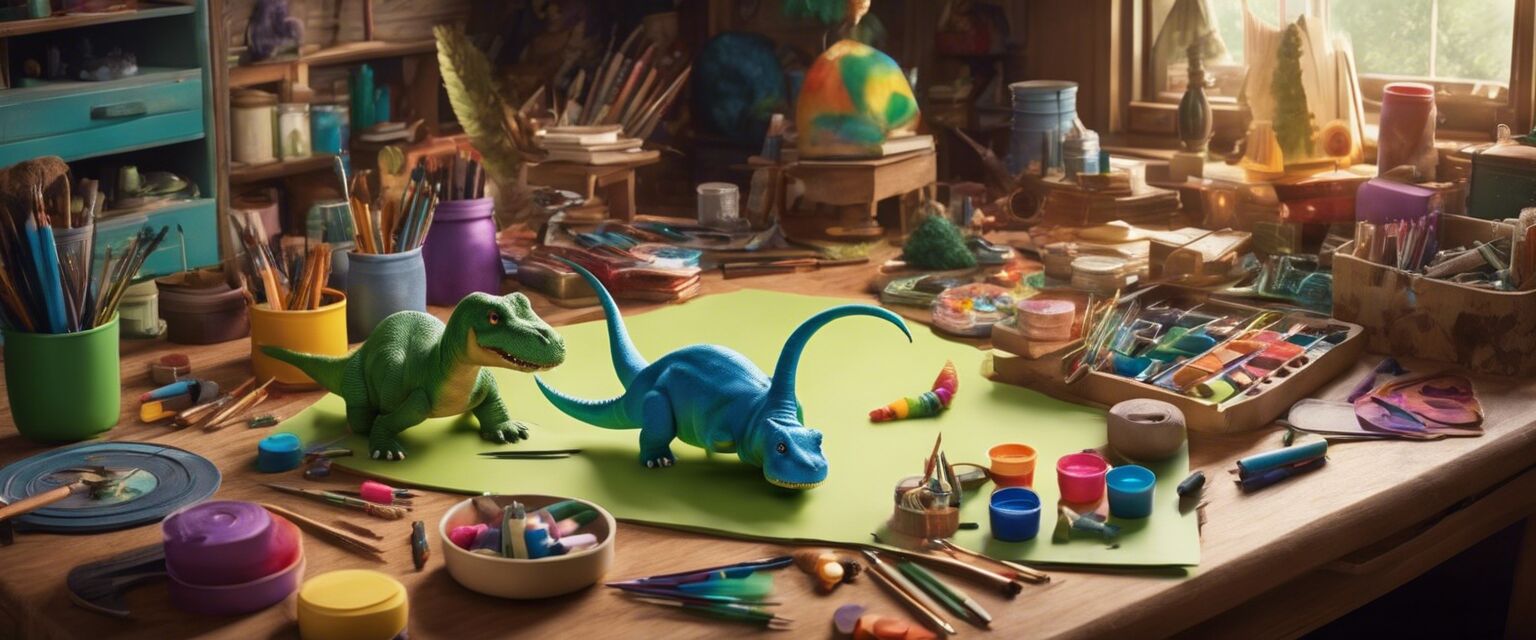 Art supplies for children inspired by Barney