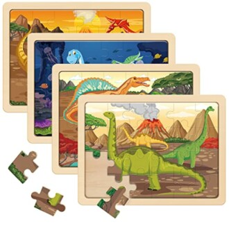 SYNARRY Wooden Dinosaur Puzzles